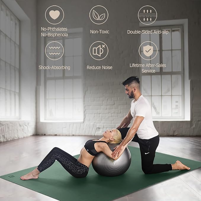 GXMMAT Large Yoga Mat 12'x6'/10'x6'/6'x8'(7mm), Extra Thick Workout Mats for Home Gym Flooring, Ultra Comfortable Non-Slip Quick Resilient Barefoot Wide Exercise Mat for Pilates, Stretching,Meditation - Bloomnest