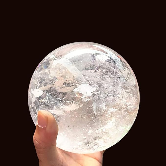 Natural Clear Quartz Crystal Ball,White Crystal Sphere Healing Crystal Ball with Stand Home Decor Prosperous Love Invite Wealth + Pedestal (500g)… - Bloomnest