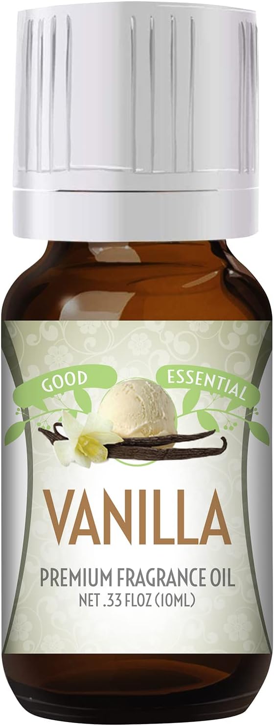 Good Essential Professional Vanilla Fragrance Oil 10 ml (0.33 fl oz) for Candles, Soaps, Perfume, Home Fragrance, Vanilla Diffuser Oil, and Body Lotion GoodEssential