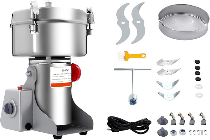 Electric Grain Mill Grinder, 2500g/5.51lb High-speed 32000r/min Food Grinder, 110V 4500W Countertop Grain Mill for Dry Spice Herbs Grains Coffee Rice Pepper (2500g) - Bloomnest