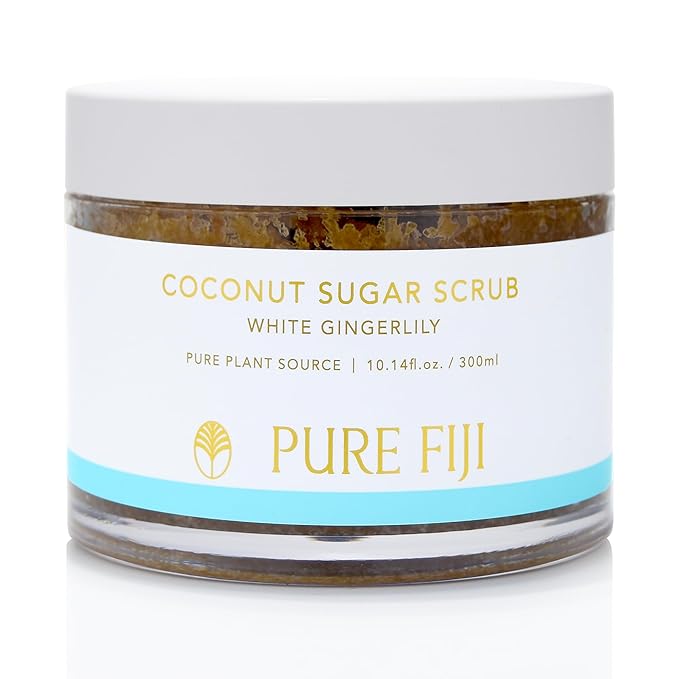 Pure Fiji Coconut Sugar Body Scrub, White Gingerlily (10.14 Oz /300ml) - Bloomnest