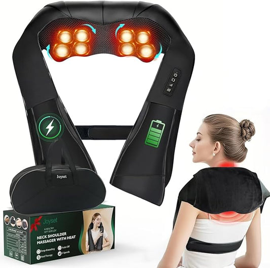 Joyset Cordless Neck Massager Shiatsu Neck and Back Massager with Heating Free Easy to Wash Cloth Cover for Shoulder Massage - Bloomnest