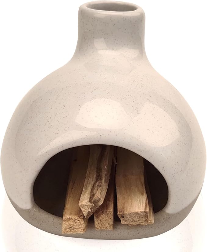 Palo Santo Holder-Mini Chimenea Incense Burner for Wood Sticks, Sage, Cones, Palo Santo Burner for Yoga Meditation Room Home Decor (Sand) GRAMSTORMAX