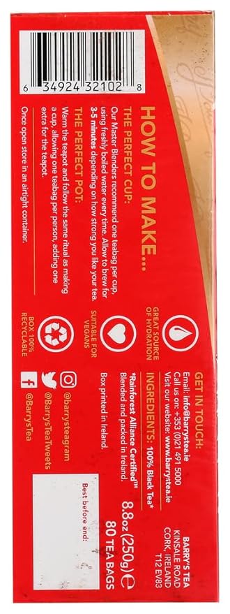 Barry's Tea Bags, Gold Blend, 80 Count (COMINHKG041738) - Bloomnest