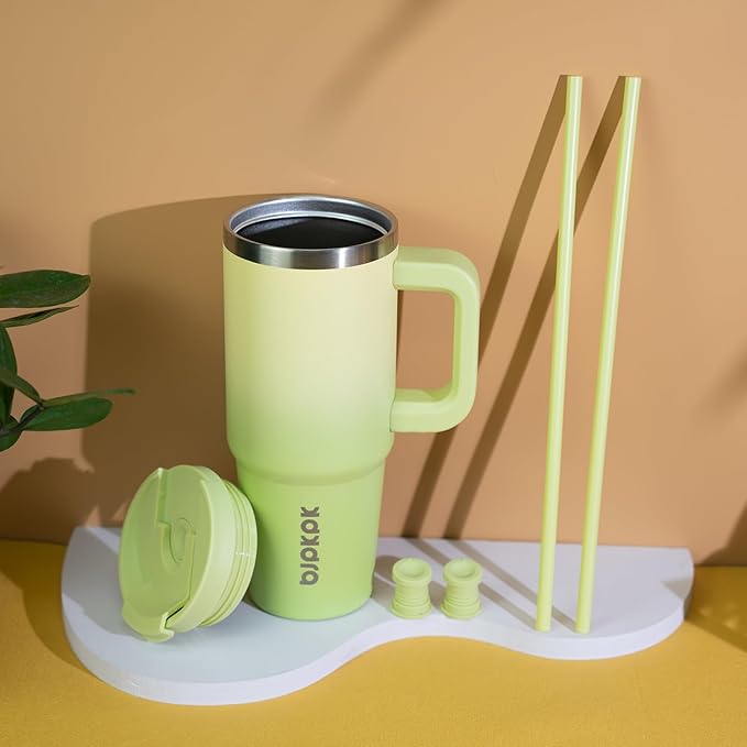 BJPKPK 30 oz Tumbler With Handle Insulated Tumblers With Lid And Straw Stainless Steel Thermal Cup,Lime - Bloomnest