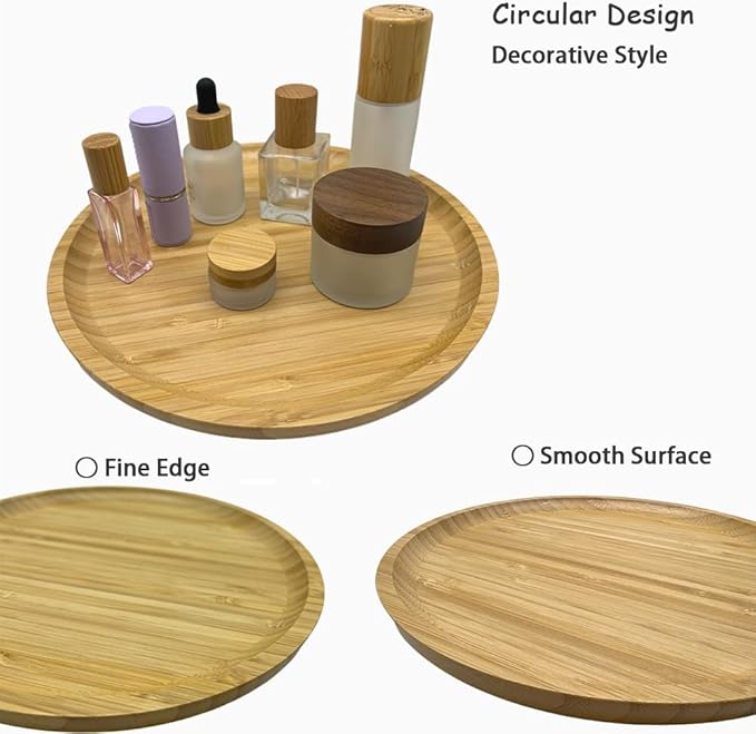 Wood Vanity Tray, Bathroom Counter Solid Walnut Organizer, Toilet Tank Top Wooden Serving Plate for Dinner Tea Coffee (Natural Bamboo Color, 9.8 x 9.8 inch) - Bloomnest