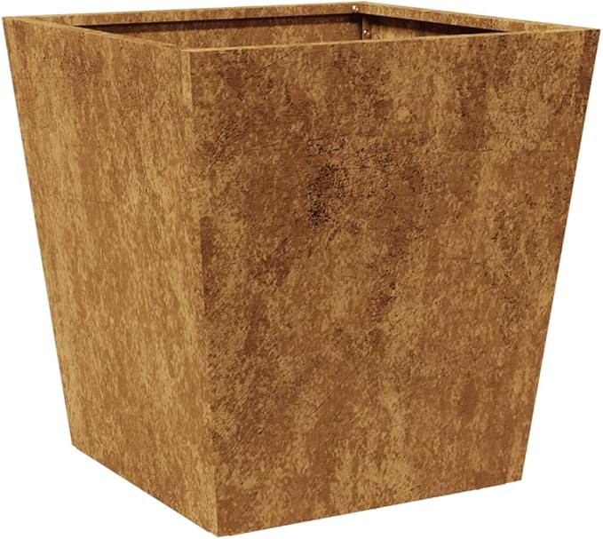 Garden Planter Set of 2 Brown, Spacious, Metal Steel Planter Box, Freestanding Planter for Flower Vegetable Fruit Herb, Modern, Square, 15.7"x15.7"x15.7" - Bloomnest