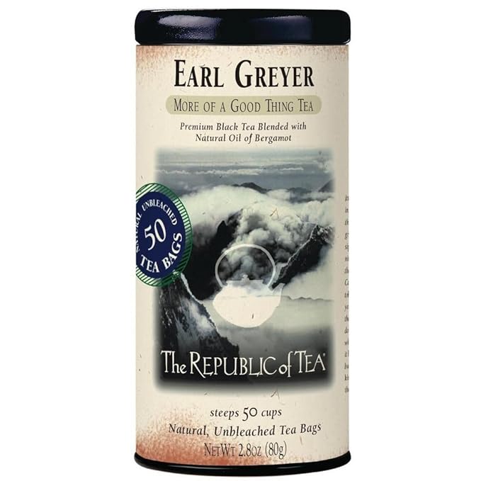 The Republic of Tea - Earl Greyer Black Tea Tin, 50 Tea Bags, Naturally Caffeinated - Bloomnest