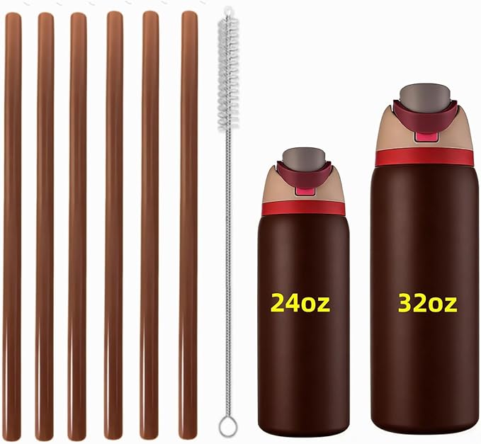6PCS Black Straw Replacement Compatible With Owala FreeSip Water Bottle (Coffee, 24oz/32oz) GL-Auking