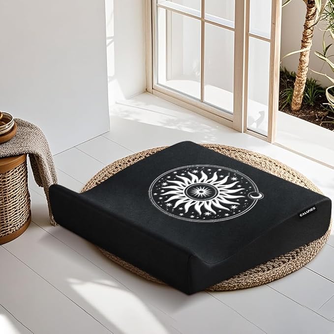 Luxe Velvet Meditation Cushion Set, Zafu Yoga Floor Mat High-Density Foam, 26.4" Large Floor Pillows, Removable Washable Cover for Indoor/Outdoor Use, Metaphysical Mandala Design - Bloomnest