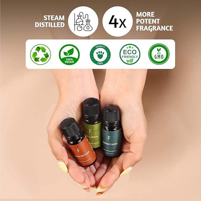 Folkulture Essential Oils for Diffuser | Fall Essential Oils Set of 6x0.34 fl oz | 60 ml Fragrance Oil, Diffusers Oils Fall Scents for Home | Oil Diffusers Fragrances for Diffusers | Pumpkin Spice oil - Bloomnest