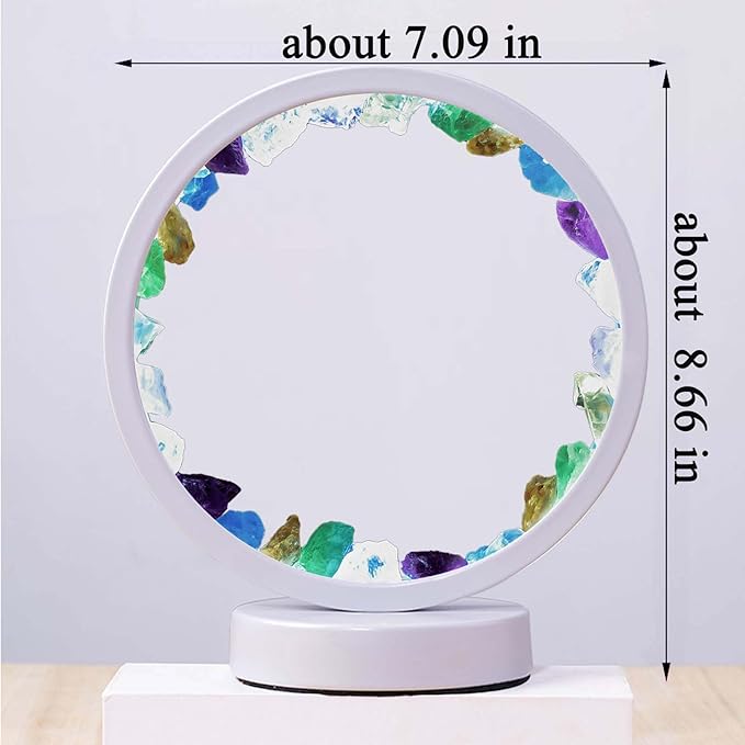Runyansghi Chroma Gravel Night Lamp 8.6" Natural Healing Crystal Bedside Lamp USB Port 3 Colours Dimming Mode Bedroom Lamp Suitable Night Light for Living Room Bedroom Office Home Decor Ideal Gift - Bloomnest