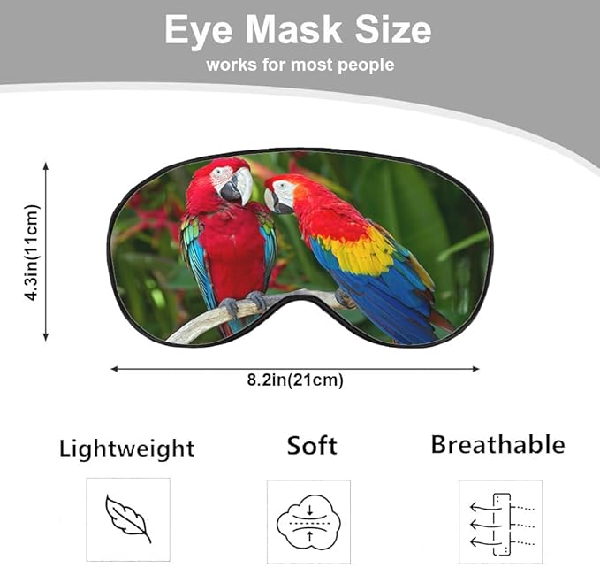 Macaws Parrot Silk Sleep Mask Tree Branch Bright Bird Tropical Eye Mask Sleeping Eye Sleep Shade Cover for Men Women Boy Girl Airplane Travel Rest with Elastic Strap - Bloomnest