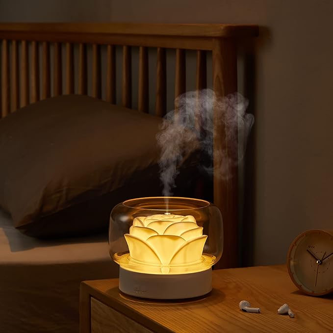Diffusers for Essential Oils Large Room: SEVEYEE 500ml Aromatherapy Diffuser for Home Bedroom - Big Capacity Running 24 Hours Waterless Auto Off with 7 Colors Lights - White - Bloomnest