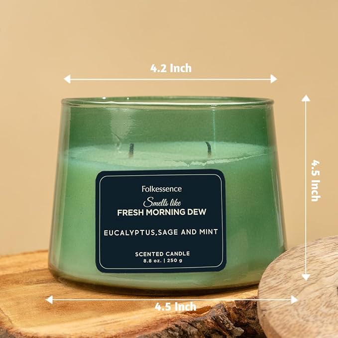 Folkulture Scented Candle | 8.81 Oz - Eucalyptus Candles for Home Scented | Sage & Mint Soy Candle or Non Toxic Candles for Relaxing | Long Lasting Green Candle for Relaxation Gifts for Women - Bloomnest