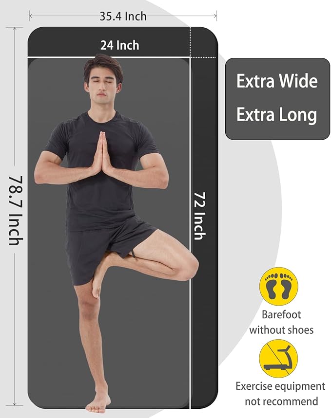 Yoga Mat Thick Wide Yoga Mats for Women Men Large Exercise Mat 78"x35" 1/2 Inch Workout Mat for Home Gym, with Carrying Yoga Bag