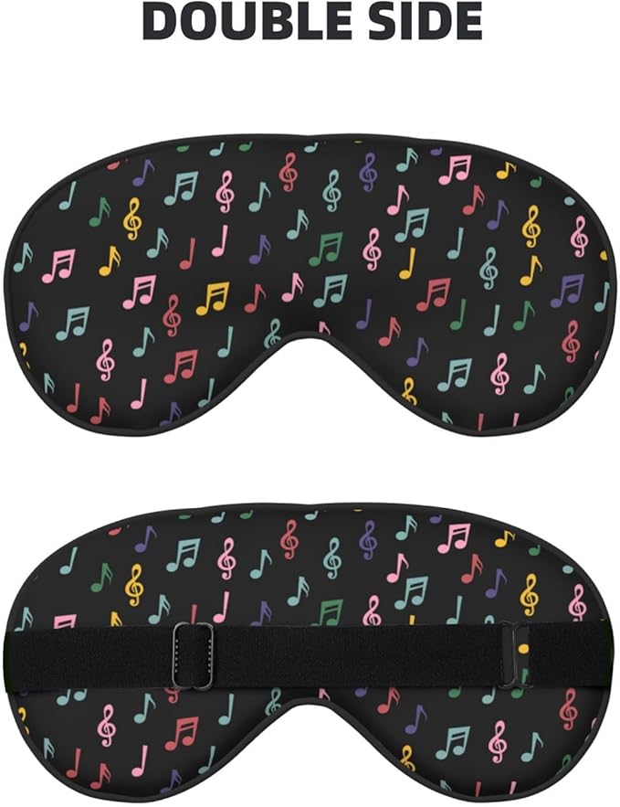 Sleep Eye Mask Colorful Music Notes Sleep Mask for Women Men Comfortable Eye Mask with Adjustable Strap Soft Eye Cover Blindfold for Travel Yoga Nap Shift Work - Bloomnest