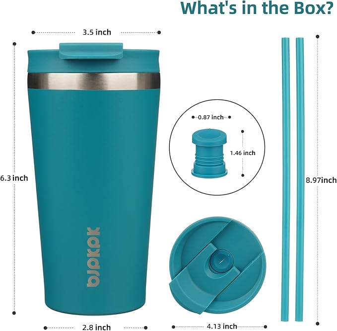 BJPKPK 18oz Tumbler With lid And Straw Stainless Steel Travel Coffee Mug Insulated Tumblers Cups,Laguna - Bloomnest