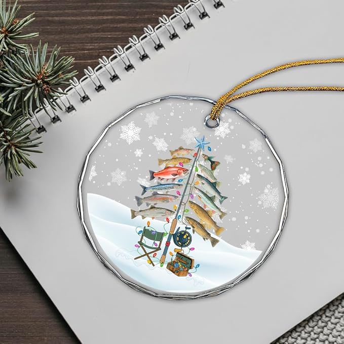 Fishing Glass Ornament – Handcrafted Hanging Decoration, Elegant Keepsake with Unique Fishing Design, for Home, Holiday Tree, or Special Occasion - Bloomnest