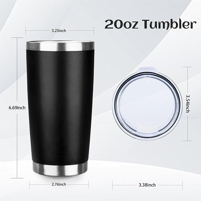 StarSpeed 20oz Tumbler Bulk with Lid, Stainless Steel Insulated Tumblers Double Wall Vacuum Insulated Travel Mug, Powder Coated Coffee Cups for Hot and Cold Drinks(Black,8) - Bloomnest
