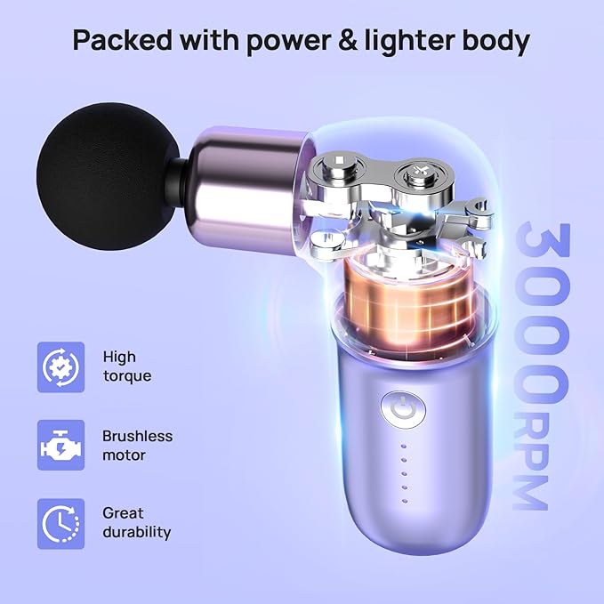 Super Mini Massage Gun, Deep Tissues Percussion Muscle Massager, Compact Sports Travel Massage Gun, Portable Massager Gun for Gifts for her him, Purple - Bloomnest