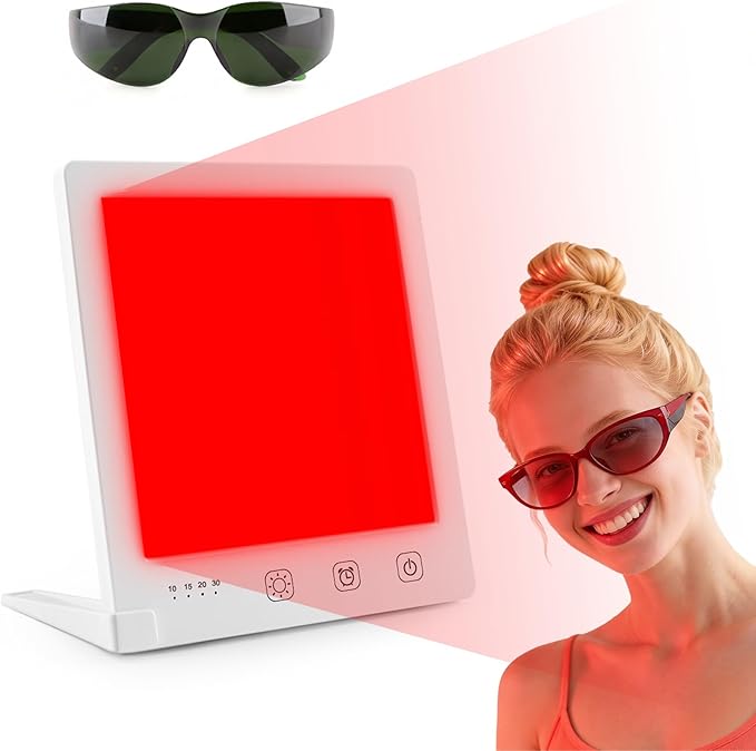 Red LED Light Therapy Lamp for Face, 5-Color Facial Beauty Device with 630nm & 850nm Near Infrared Red Light Therapy for Desk with Adjustable Stand, Timer and Protective Glasses, Home and Travel Use Bloomnest