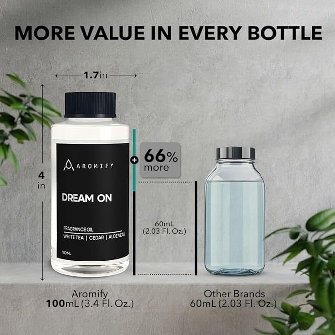 Dream On Diffuser Oil, Luxury Hotel Scent Diffuser Oil for Home, Office & Spa, Fragrance Essential Oils for Aromatherapy, Aloe Vera & Cedarwood, 3.3 FL Oz, 100 mL - Bloomnest