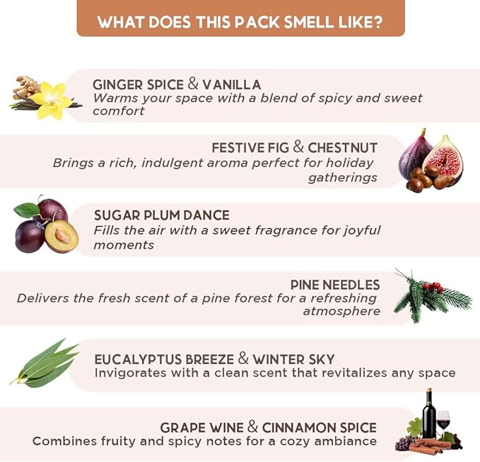 Folkulture Incense Sticks with Holder for Gift | Set of 6 (120) Organic Non Toxic Incense Sticks Christmas - Vanilla, Plum, Pine, Eucalyptus Insense for Gifts for Women