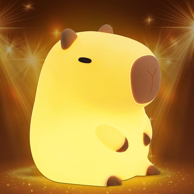 Attivolife Capybara Night Light for Kids, Animal Silicone Night Lamp USB Rechargeable, Touch Control with Dimmable & Timer, Cute Home Bedside Decor Portable, Kawaii Birthday Xmas Gift for Girl Boy - Bloomnest