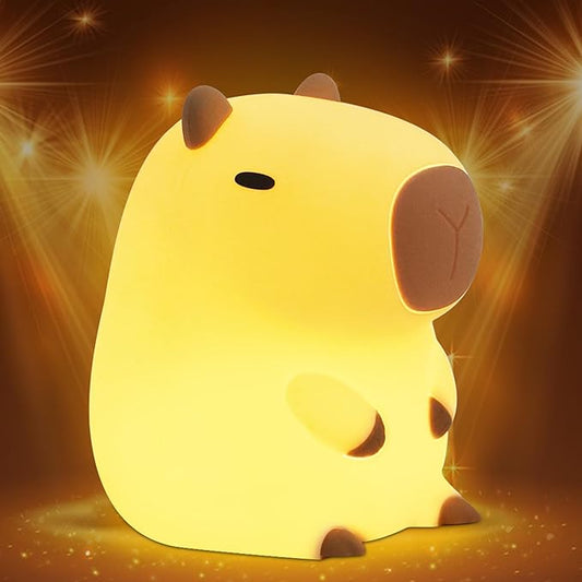 Attivolife Capybara Night Light for Kids, Animal Silicone Night Lamp USB Rechargeable, Touch Control with Dimmable & Timer, Cute Home Bedside Decor Portable, Kawaii Birthday Xmas Gift for Girl Boy - Bloomnest