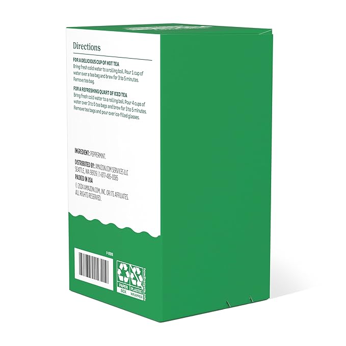Amazon Grocery, Peppermint Herbal Tea Bags, 20 Ct, Pack of 2 (Previously Happy Belly, Packaging May Vary) - Bloomnest