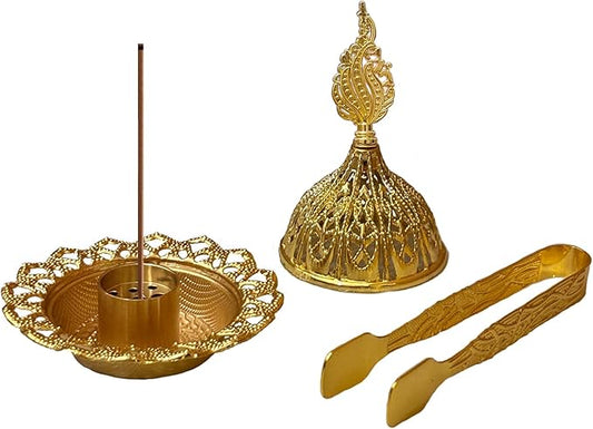 Majewel 3 in 1 Incense Holder, Vintage Incense Holders for Sticks with 9 Holes, Incense Burner Ash Catcher, Brass Incense Stick and Cone Burner for Meditation, Yoga, Home Decor (Wand)