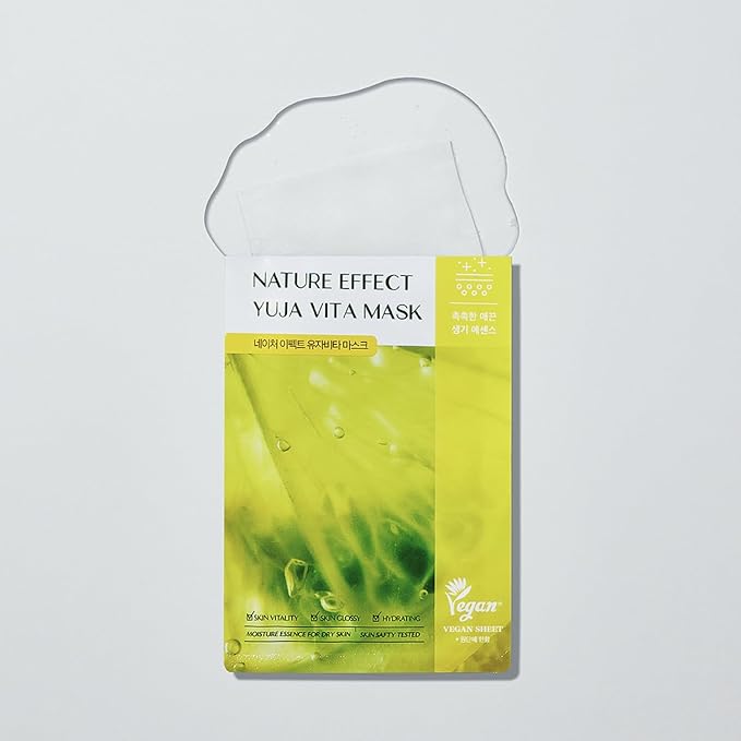 LEADERS Nature Effect Yuja Vita Mask - Helps Hydrate Skin, Serum Content, Vegan Certified - 10 Sheets - Bloomnest