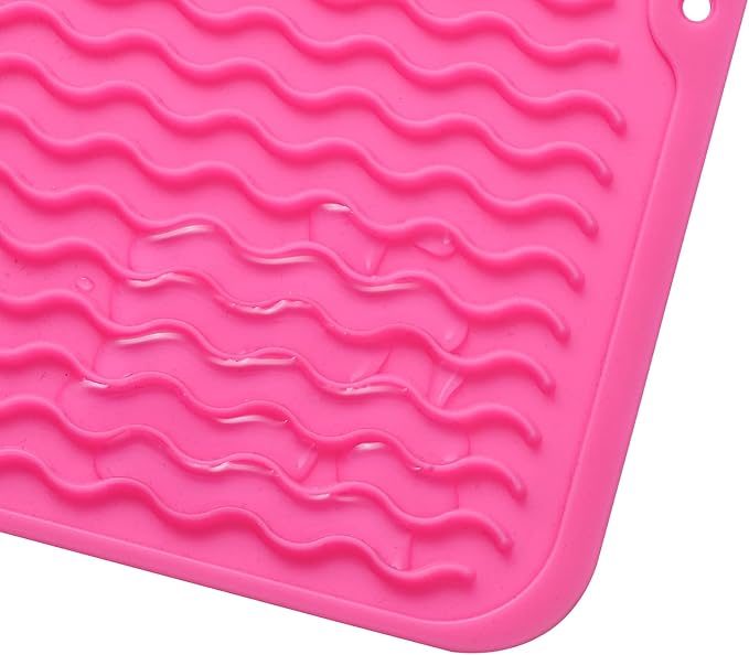 Silicone Dish Drying Mat for Multiple Usage,Easy clean,Eco-friendly,Heat-resistant Silicone Mat for Kitchen Counter or Sink,Refrigerator or drawer liner Rose L 16 inches x 12 inches - Bloomnest