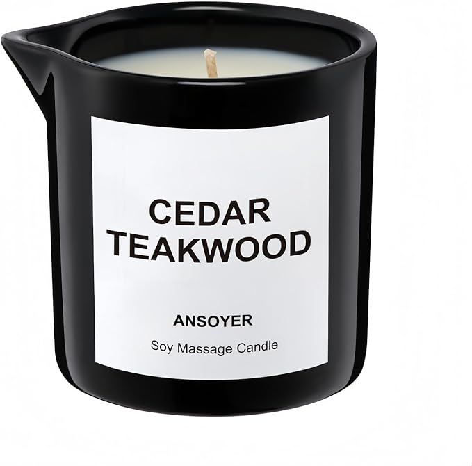 Massage Oil Candle, Ultra Hydrating Body Care with Soybean Oil, Body Oil Candle, 8.1oz, Amazing Gift (Cedar Teakwood) - Bloomnest