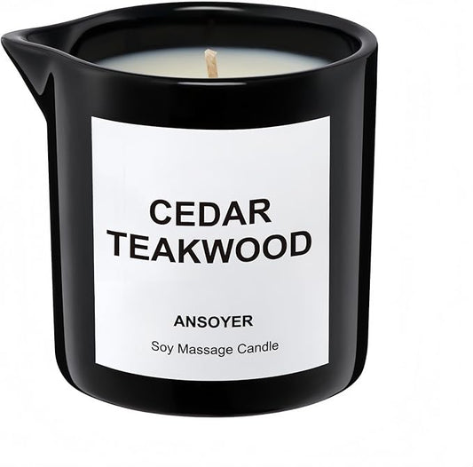 Massage Oil Candle, Ultra Hydrating Body Care with Soybean Oil, Body Oil Candle, 8.1oz, Amazing Gift (Cedar Teakwood) - Bloomnest