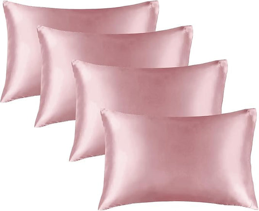 BEDELITE Satin Pillowcase for Hair and Skin, Super Soft Similar to Silk Pillow Cases 4 Pack with Envelope Closure, Cooling Pillowcases for Women Men (20"x40" King Size, Nostalgia) - Bloomnest