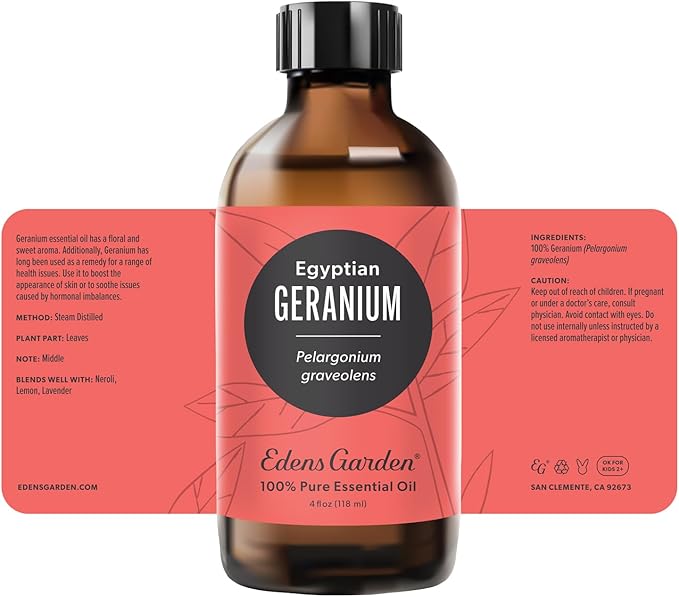 Edens Garden Geranium-Egyptian Essential Oil- 100% Pure Premium Grade, Undiluted, Natural, Therapeutic, Aromatherapy, The Best for Diffuser, Skin, Face, Hair 118 ml (4 fl oz) EdensGarden