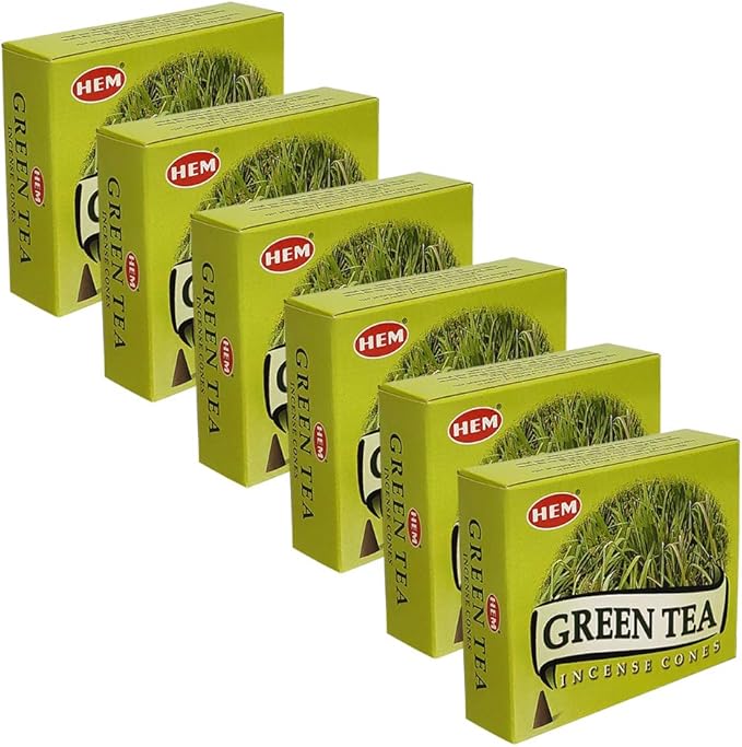 TRUMIRI Incense Cone Holder Bundle with Hem Green Tea Incense Cones - Pack of 6 (Approx 60 Cones)