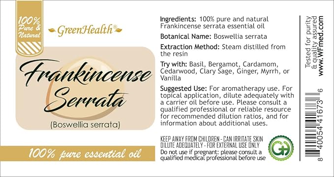 Frankincense Essential Oil - 4 fl oz - Amber Glass Bottle w/Cap - 100% Pure Essential Oil - GreenHealth Greenals