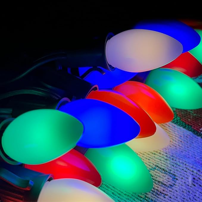 SUNSGNE 25 Pack C7 LED Multicolor Christmas Replacement Light Bulbs for Christmas Indoor Outdoor String Lights, E12/C7 Candelabra Base, 0.6 Watt - Bloomnest