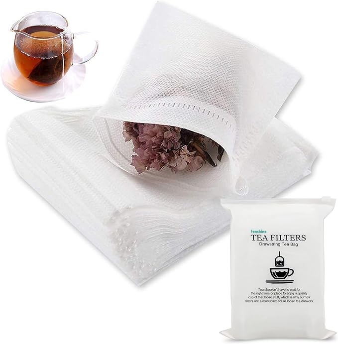 200 Pcs Disposable Tea Bags for Loose Leaf Tea, Empty Tea Bags for Loose Tea with Drawstring, Natural Tea Filter Bags - Bloomnest