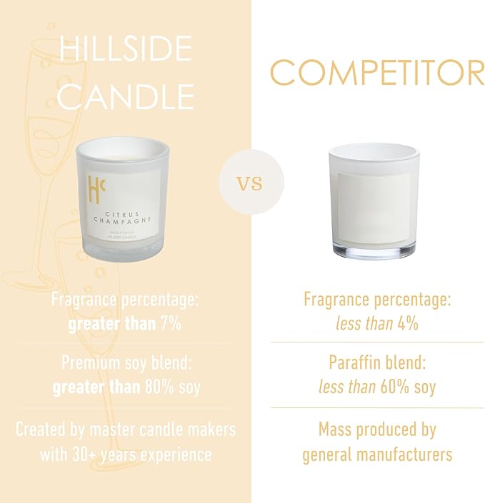 Citrus Champagne Single Wick Soy Candles, Luxury Scented Candles for Home - Up to 60 Hour Burn Time, Cruelty-Free Soy Wax Blend - Citrus Fragrance, Notes of Berries & Jasmine (9 oz) - Bloomnest