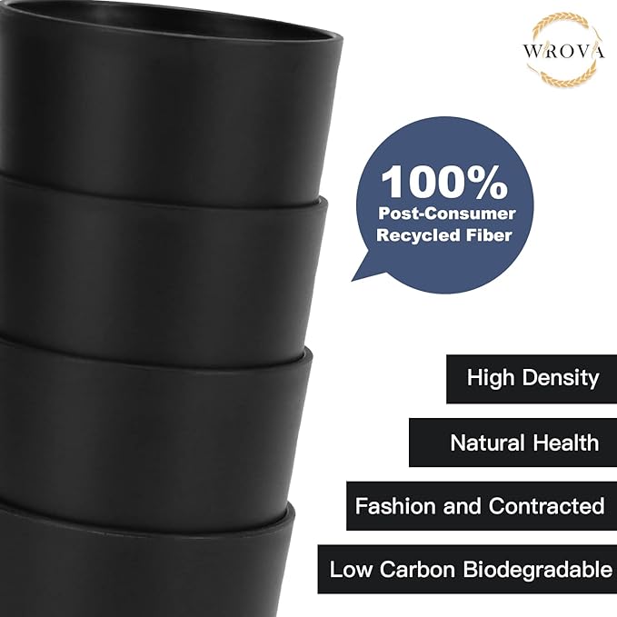 Wheat Straw Cups 8 PCS Good Alternative to Plastic Reusable Cups 20 oz Unbreakable Drinking Cup Reusable Dishwasher Safe Water Plastic Glasses Black - Bloomnest