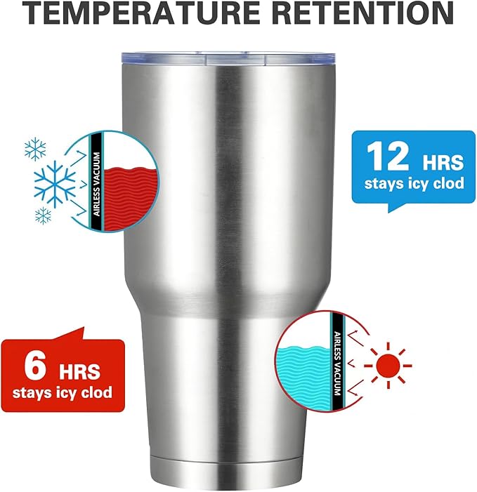 MEWAY 30oz Insulated Tumbler With Lids and Straws,Stainless Steel Double Vacuum Coffee Tumbler Cup, Brush, Durable Powder Coated Coffee Cup for Cold & Hot Drinks, Office(Silver,4 PACK) - Bloomnest