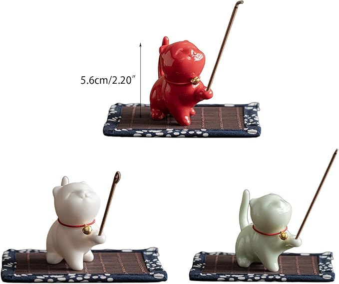Set of Cats Incenses Holder Home Accent Ceramic Cats Incenses Stick Stand Multifunctional Home Decors - Bloomnest