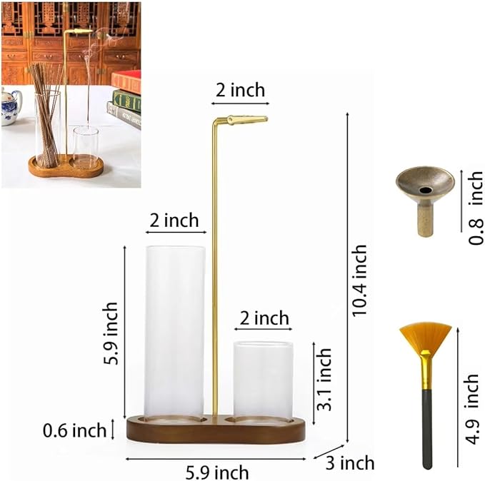 2 in 1 Glass Incense Holder & Burner with Ash Catcher – Decorative Incense Stick Holder for Aromatherapy, Yoga, Meditation - Bloomnest