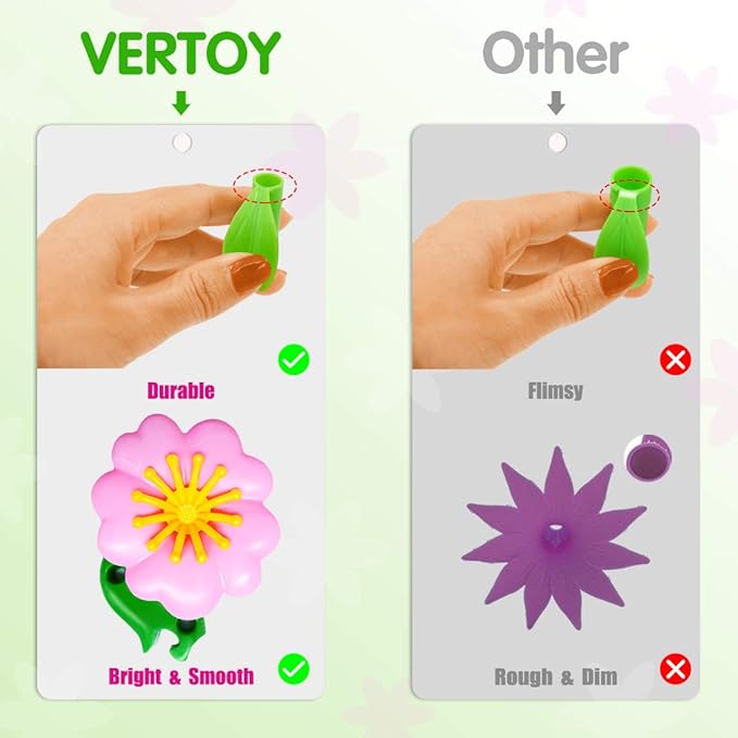 VERTOY Gifts for 3 4 5 6 Year Old Girls, Flower Garden Building Toys Set for Toddlers, STEM Preschool Activities and Gardening Pretend Playset, Stacking Game for Age 3+ Little Kids - Bloomnest