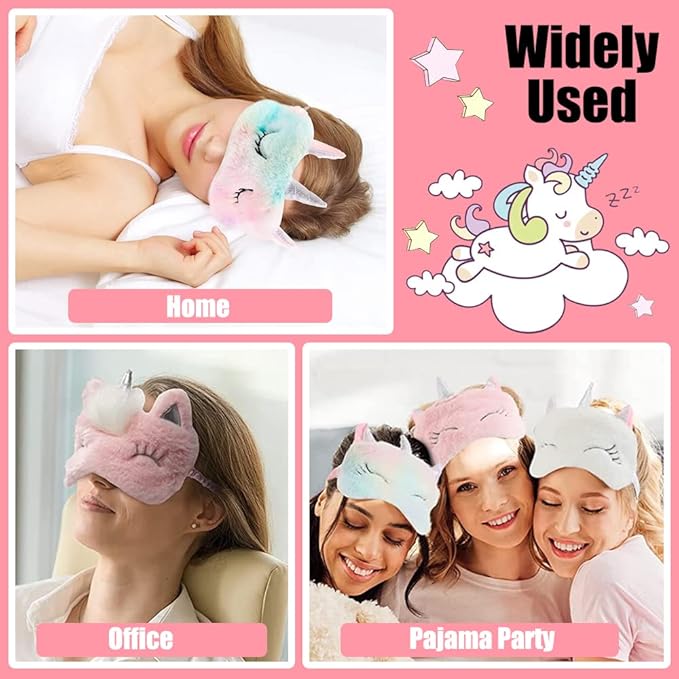 4 Pcs Cute Sleep Mask Animal Sleep Mask Soft Plush Blindfold Eye Covers for Sleeping Women Girls Kids - Bloomnest