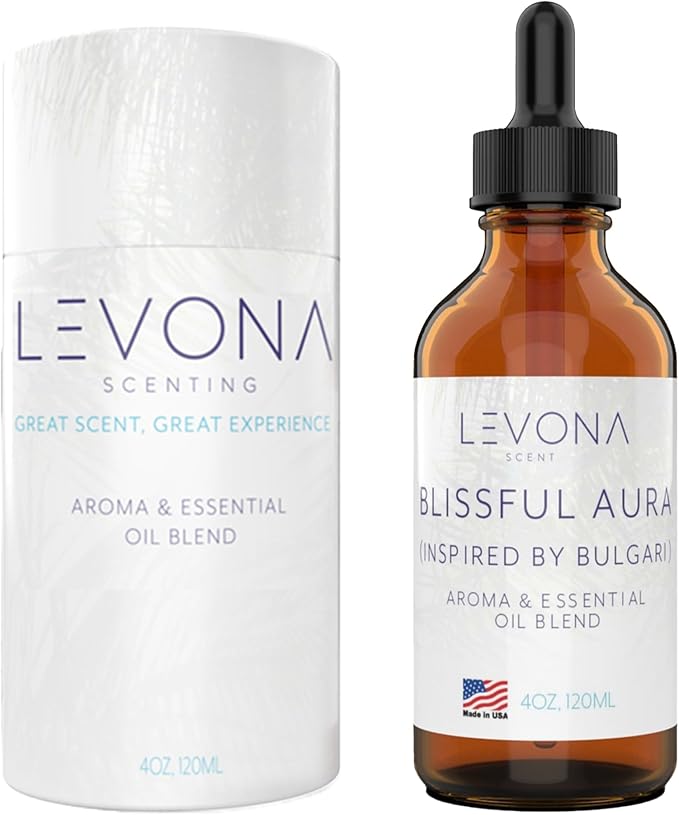 Levona Scent Essential Oils for Diffuser: Blissful Aura Inspired with Notes of Amber, Musk & Jasmine - Home Luxury Scents for Hotel - Fragrance Oil - 120 Ml Essential Oil LEVONASCENT